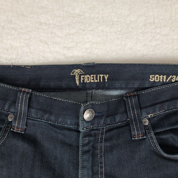Fidelity Jeans Mens 34x36 Blue 5011/34 Straight Leg M3010T Sabbath Rinse Wash - Picture 3 of 16